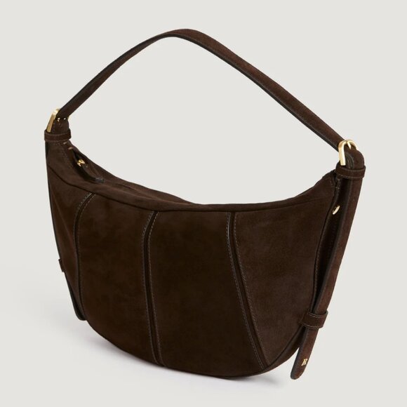 Rouje Paris LE PARIGOT Bag Brown Suede Croissant Crescent Hobo Shoulder Bag - Picture 10 of 11